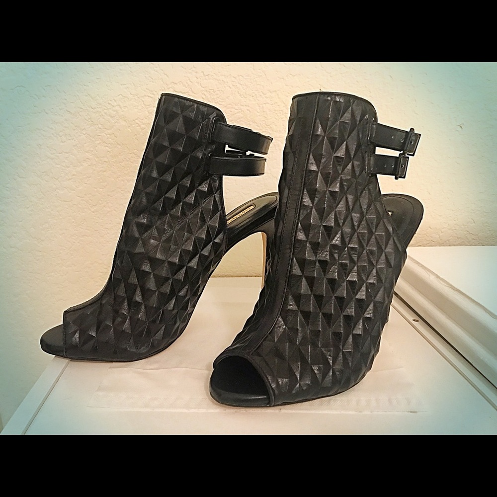 BCBGeneration Black Leather Stiletto Booties - Picture 2 of 7